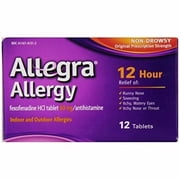 Allegra Adult 12 Hour Allergy Relief, Fexofenadine HCI Tablet 60 mg / Antihistamine, For Indoor & Outdoor Allergies, 12 Ct
