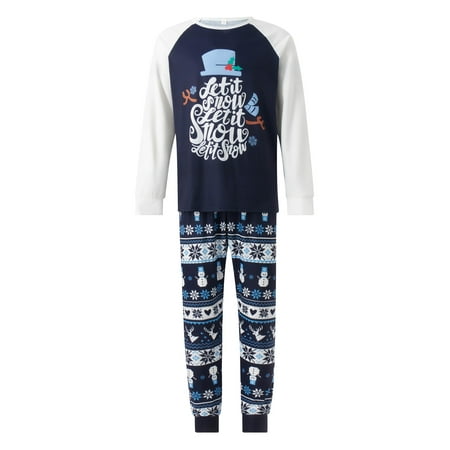 

Genuiskids Family Matching Christmas Pajamas Baby Romper/Letter Print Long Sleeve Tops + Stripe Snowflake Snowman Print Pants Loungewear