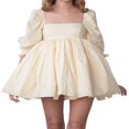 thumbnail image 1 of CHUANK Robe en Tulle à Manches Bouffantes pour Femme, Robe Princesse Courte, Encolure Carrée, Manches Bouffantes, Robe à Volants pour Fête et Bal, 1 of 8