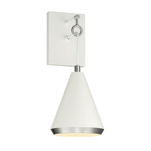 Trade Winds Winona 1-Light Wall Sconce in White with Polished Nickel