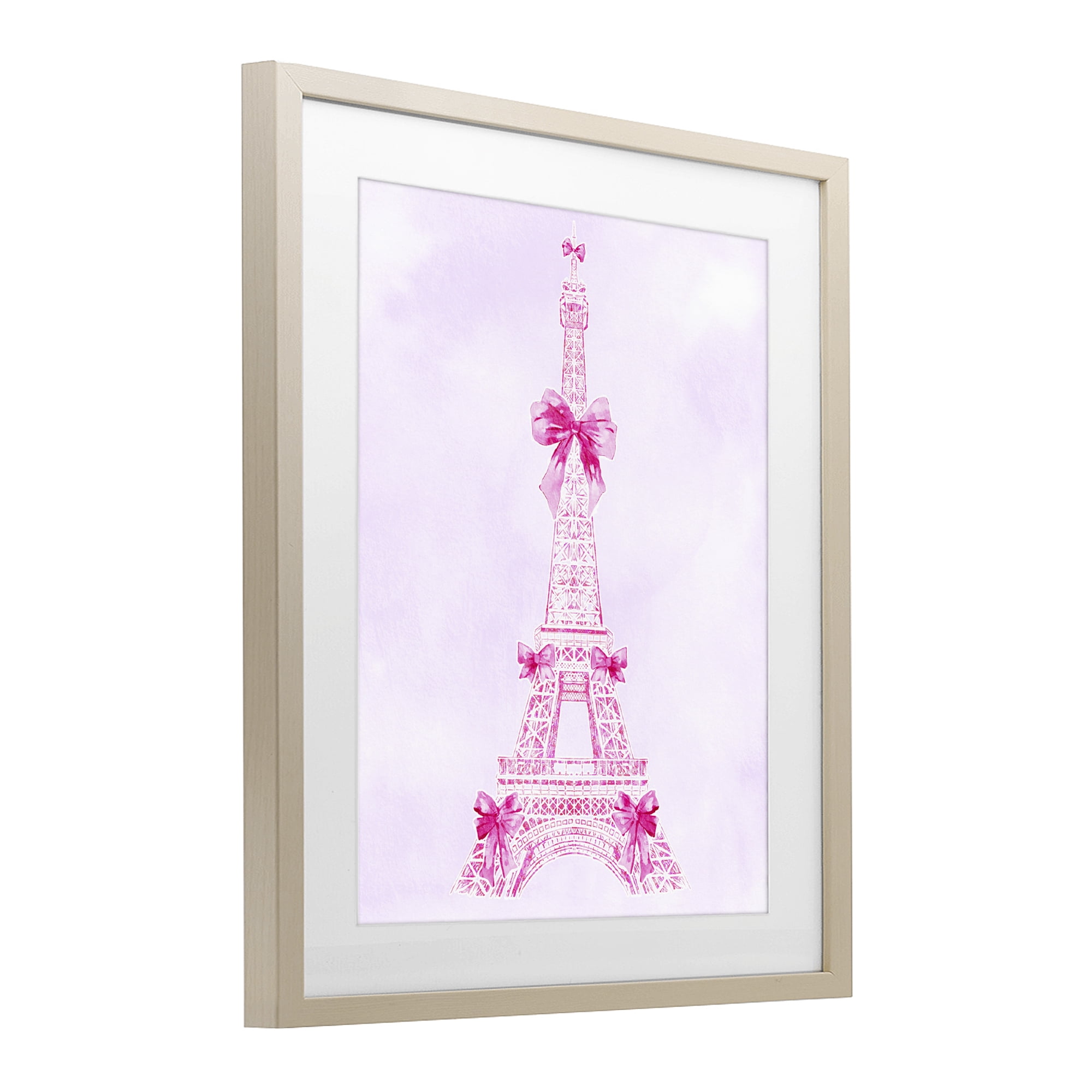 Stupell Industries Ribbon Bedecked Eiffel Tower Birch Framed Print Under Glass, design by Ziwei Li