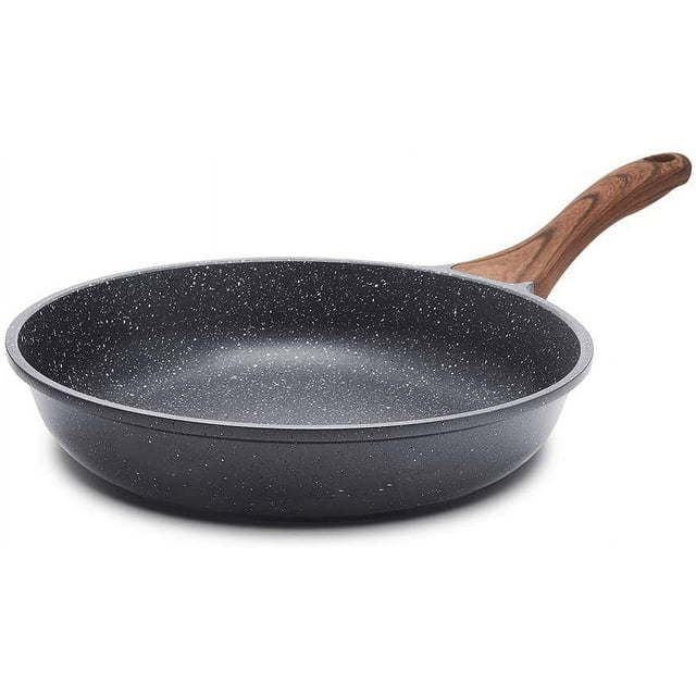 SENSARTE Juego de utensilios de cocina antiadherentes, sartenes antiadherentes compatibles con inducción de 3 piezas, contiene sartén de 9.5 pulgadas y sartén de 5 cuartos con tapa, mango que se manti