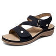thumbnail image 6 of Littleplum Women's Arch Support Wide Width Flat Sandals with Double Adjustable Straps, Black, Size 9, 6 of 12