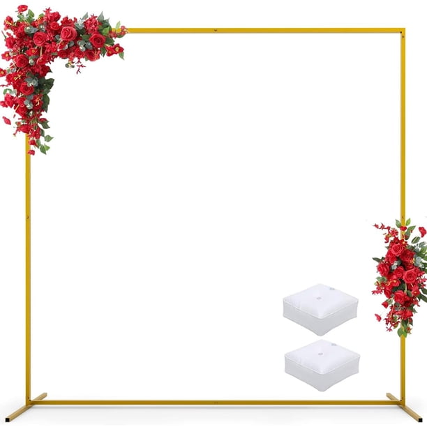 Dniieo Soporte de Arco de Boda de Fondo Cuadrado Dorado, Soporte de Arco de Globo de 6.6 Pies para Marco de Fondo de Arco de Ceremonia para Decoración de Fondo de Jardín de Fiest