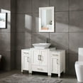 thumbnail image 4 of 48" Bathroom Vanity Cabinet Solid Wood Marble Pattern Top,Sink,Mirror,Faucet & Drain,White, 4 of 6