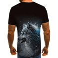 thumbnail image 3 of Men's Wolf 3D Print Pattern T-Shirt, Casual Crew Neck Short Sleeve, Sports Short Sleeve, Running Top, Slim Fit Style, Knitted Fabric with Slight Elasticity, Animal Theme T-Shirt, 3 of 5