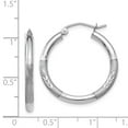 thumbnail image 3 of 14k White Gold Satin and Diamond-cut 3mm Round Hoop Earrings TC277, 3 of 3