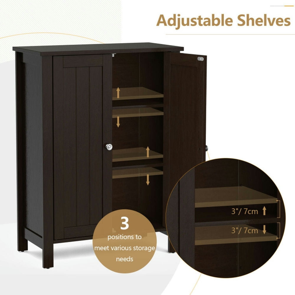 Finihen Bathroom Storage Cabinet, Bathroom Floor Cabinet, 2-Door Bathroom Floor Storage Cabinet Space Saver Organizer, for Bathroom, Living Room, Bedroom, Kitchen, Brown Finihen Bathroom Storage Cabinet, Bathroom Floor Cabinet, 2-Door Bathroom Floor Storage Cabinet Space Saver Organizer, for Bathroom, Living Room, Bedroom, Kitchen, Brown