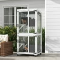 thumbnail image 2 of PawHut Outdoor Cat House, Large Catio with Wheels, Resting Box, White & Grey, 2 of 10