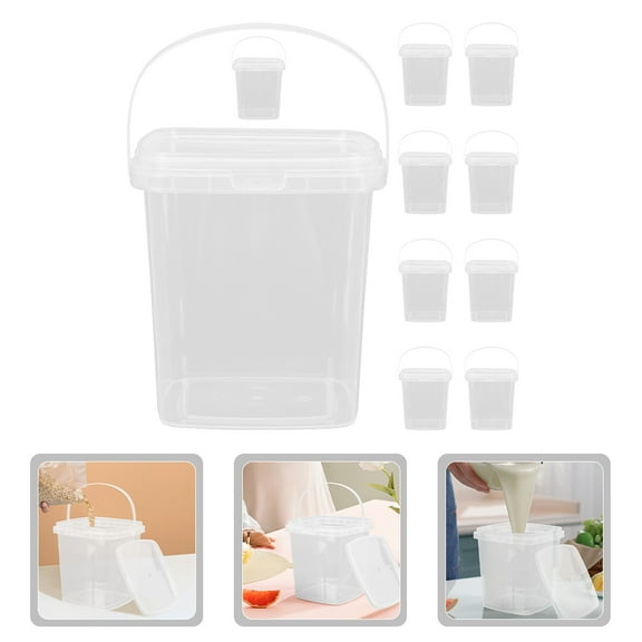 NICERIO 10Pcs Cream Holder Transparent Ice Cream Buckets for Freezer Storage