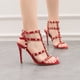 thumbnail image 1 of Estilo europeo y americano retro sexy tacones altos charol remache de metal sandalias sexy zapatos romanos, 1 of 5