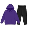 thumbnail image 3 of Sweatsuits Boys Girls 2 Piece Jogging Outfits Sportswear Long Sleeve Hoodie and Jogger Pant Sets Kids 2-14 Years (7 Years, Purple), 3 of 5