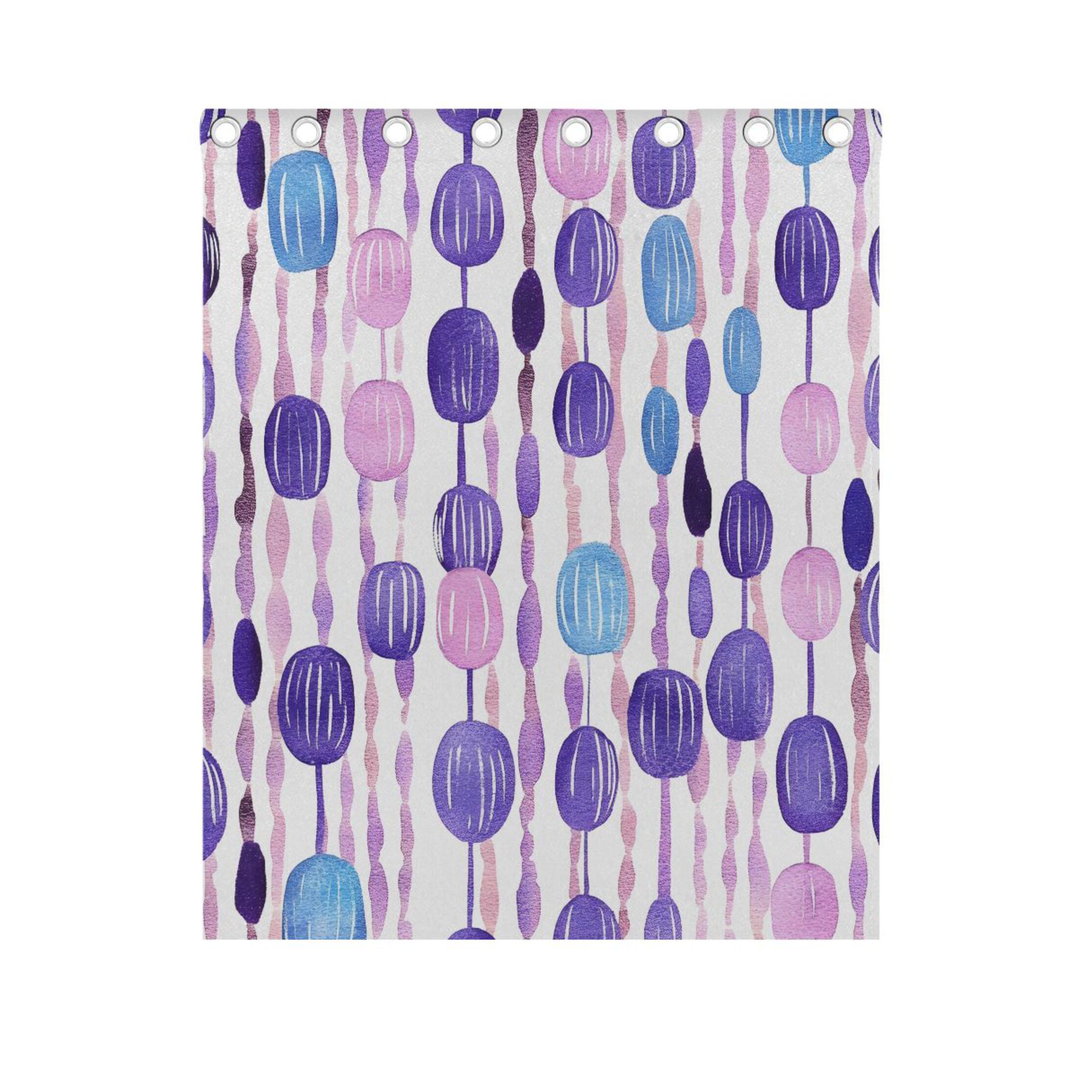 Purple and Blue Bead Pattern Thermal Blackout Curtains 63x55 Inch 2 Panels Grommet Window Drapes for Bedroom Living Room