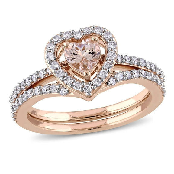 Everly Women's Morganite 10k Rose Gold Bridal Set
