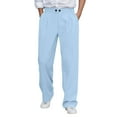 thumbnail image 3 of Men's Dress Pant Solid Color Casual Comfortable Flat Front Trousers Business Blue Pant, 3 of 9