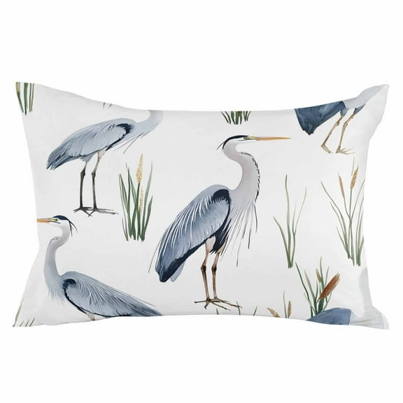 Watercolor Birds Throw Pillow Cover 16 x 24 Inch Decorative Pillow Cover Tropical Animal Green Grass Lumbar Pillowcase Seasonal Rectangle Cushion Case for Couch Sofa Bed Living Room