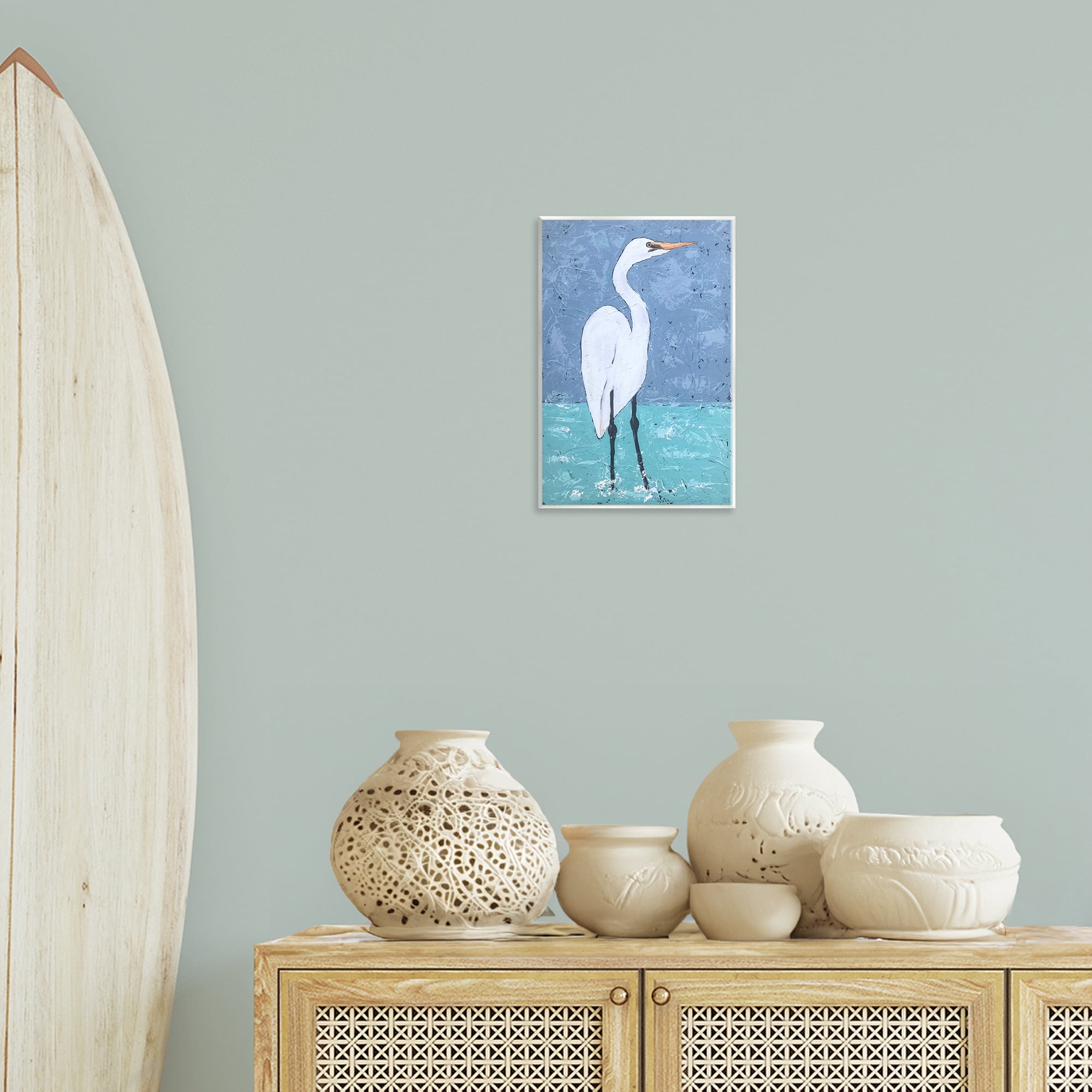 Stupell Industries Sea Heron Standing Animals & Insects Painting Unframed Art Print Wall Art, 10 x 15