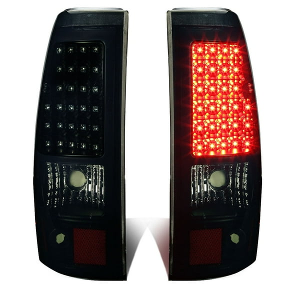 DNA Motoring For 03-07 Chevy Silverado GMC Sierra Full LED Tail Light Brake Lamps Pair Black Smoked