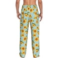 thumbnail image 3 of Picia White Polka Dot Sunflower A Mens Soft Woven Cotton Elastic Waistband Sleep Pajama Pant Lounge Sleep Pant With Pockets And Drawstring-Large, 3 of 9