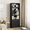 thumbnail image 3 of EastVita Bookcase with Doors,Industrial Bookshelf,6 Shelf Display Storage Shelves,Farmhouse Book Shelves for Bedroom,Living Room,Home Office,Black, 3 of 8