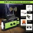 thumbnail image 2 of Radio de manivela solar recargable portátil con AM/FM/WB batería recargable incorporada de 4000 mAh 4 modos linterna LED alarma SOS Verde, 2 of 5