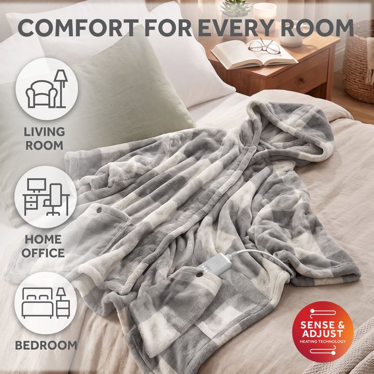 Sunbeam Heated Wearable Throw Blanket, Buffalo Plaid photo 6