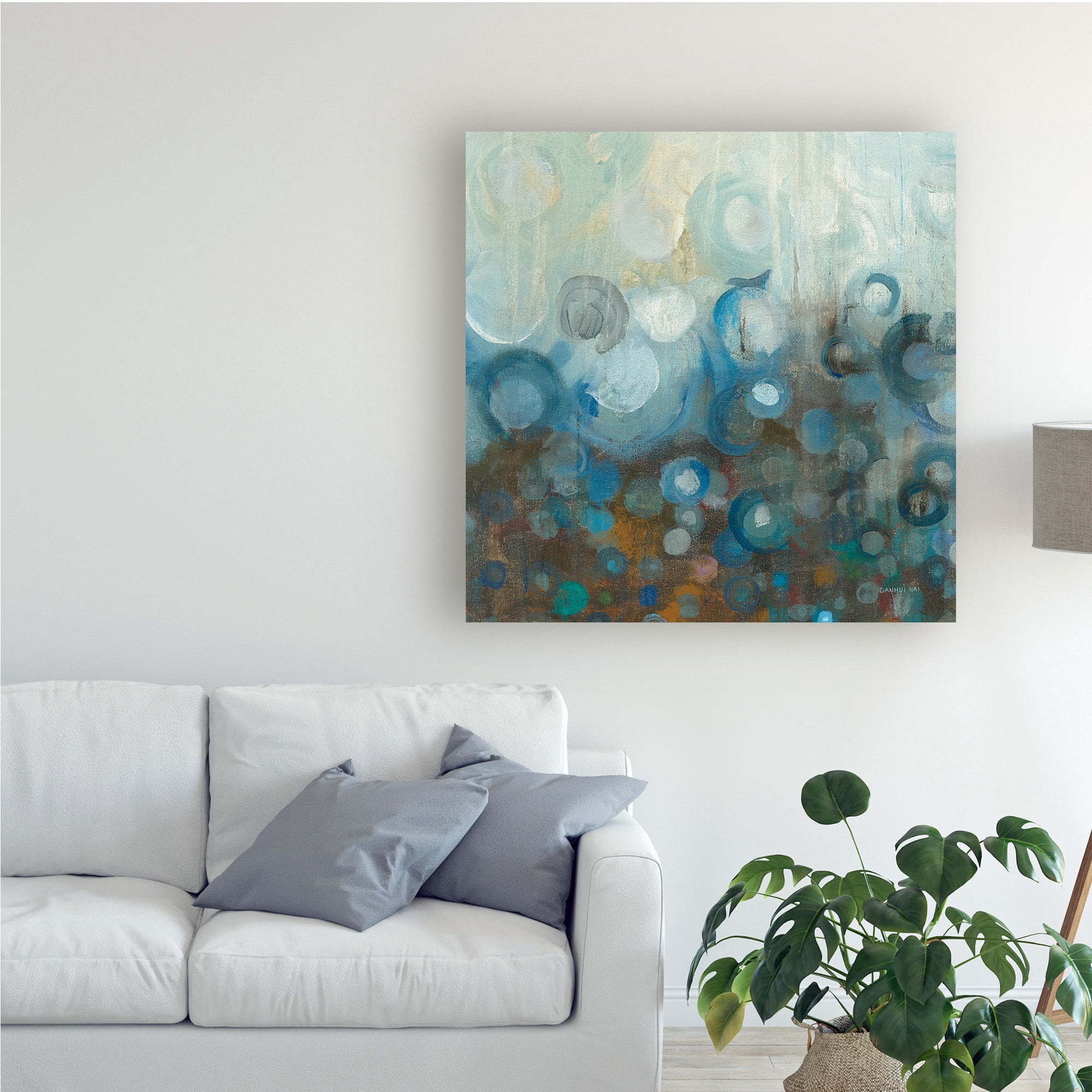 Trademark Fine Art 'Blue and Bronze Dots VII' Canvas Art by Danhui Nai