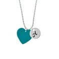 thumbnail image 2 of Delight Jewelry Acrylic 1" Teal Heart Silvertone Script Initial Disc - A - Charm Necklace, 20"+3", 2 of 4