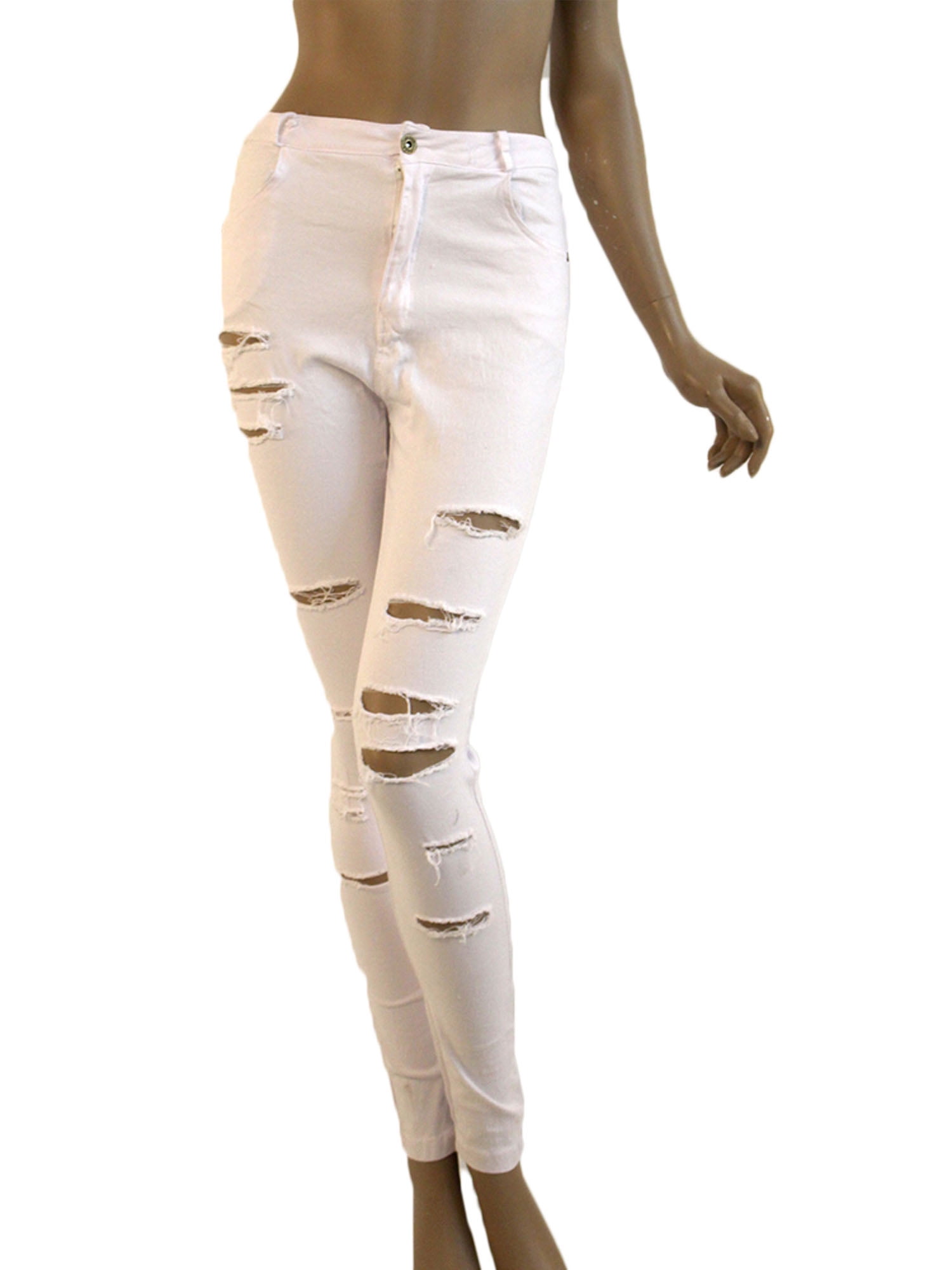 white distressed jeggings