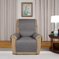 thumbnail image 2 of Housse de Sofa Inclinable Matelassée Réversible, Protège-Meubles Résistant à l'Eau, Housse de Canapé Lavable avec Sangles Élastiques pour Enfants, Chiens, Animaux (Fauteuil Inclinable, Gris/gris Pâle), 2 of 7