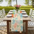 thumbnail image 4 of Table Runners 120 Inches Long Dress Scarves, Teal Red Coastal Farmhouse Coffee/Dining/Kitchen Table Runner for Living Room, Nautical Seahorse Beach Coral Starfish Beige 13x120 Inch, 4 of 9
