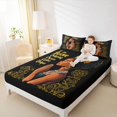 thumbnail image 3 of Castle Fairy Inspirational Black Woman King Sheets 4pcs,Crown Quote Print Bedding,Gold Brown,1 Fitted Sheet, 1 Flat Sheet and 2 Pillowcases, 3 of 6