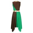 thumbnail image 2 of DPOIS Women Praise Dance Dress Sleeveless Liturgical Dancewear Worship Overlays Brown&Green S, 2 of 7