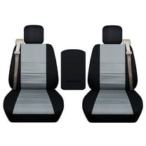 Fits 2004-2008 Ford F-150 Velour Seat Covers Int Seat Belts,Center Console:Black Silver