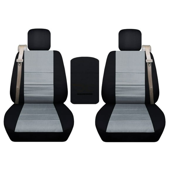 Fits 2004-2008 Ford F-150 Velour Seat Covers Int Seat Belts,Center Console:Black Silver
