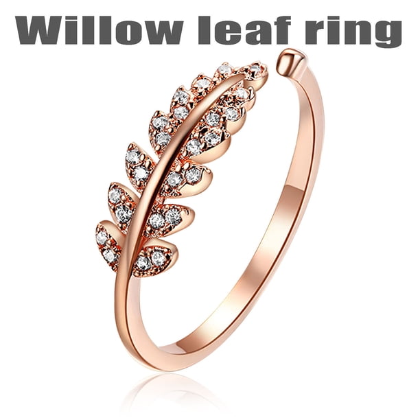 Xihbxyly Anillo de Hoja de Diamante, Joya con Diseño de Apertura Único, Accesorio de Cobre de Moda, Muestra Tu Individualidad, Perfecto para Fiestas, Ocasiones Especiales, Regalo para Amigos.