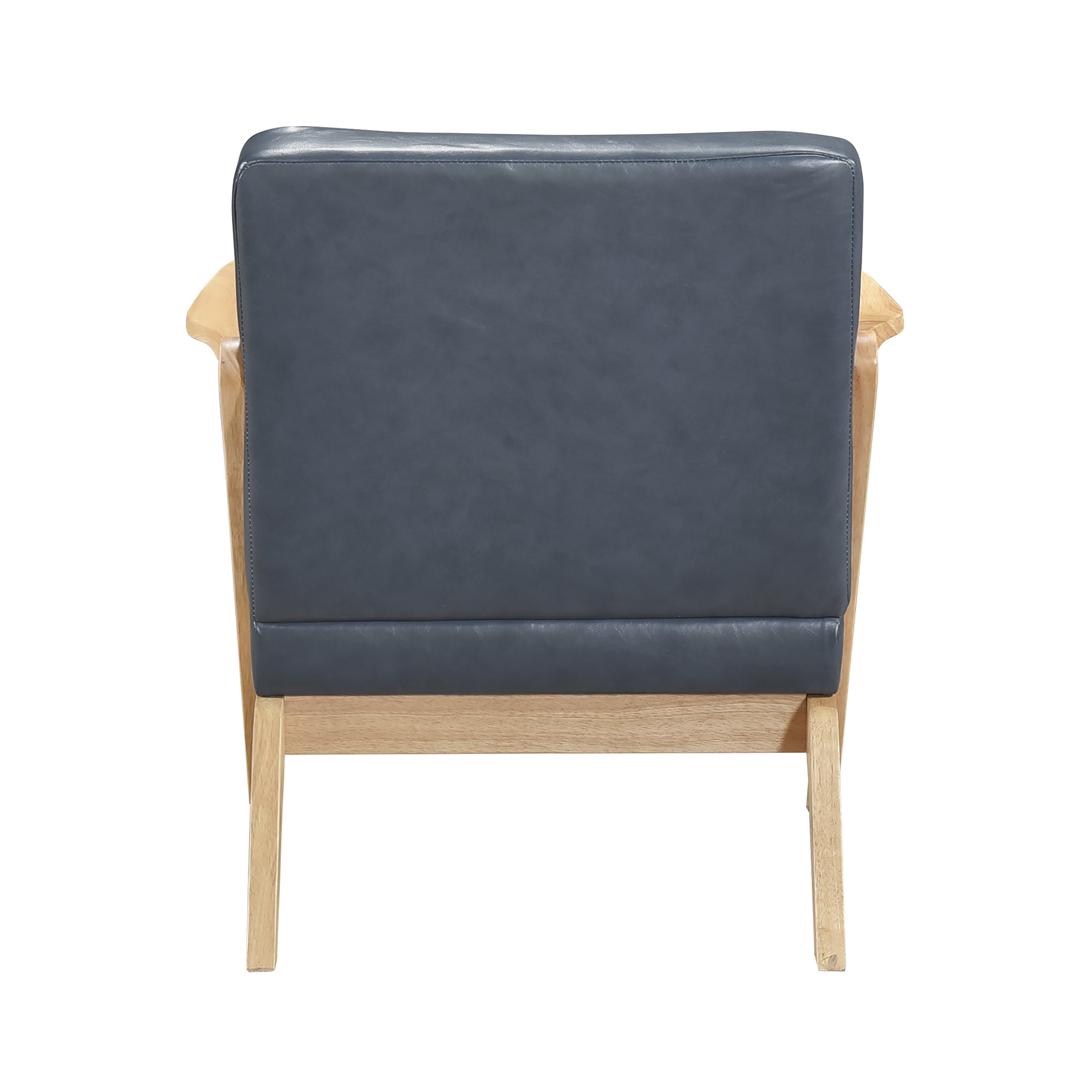 OakvillePark Loxbury Faux Leather Accent Chair, Blue/Natural Wood