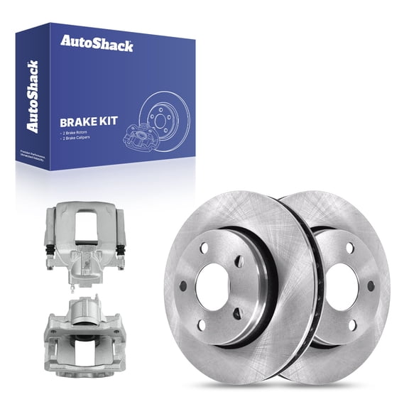 AutoShack Front Vented Brake Rotors   Calipers 4-PC Brake Kit Replacement for 2007-2017 Jeep Wrangler 2018 Jeep Wrangler JK 11.89" (302 mm)