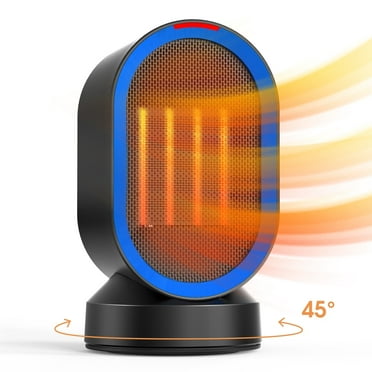 ALROCKET 600W Space Heater, Desk heaters with PTC Ceramic heating , 45° Oscillation ,Tipped-over Protection, Black