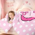 thumbnail image 3 of meiyoeat Polka Dot Bow Monogrammed D Full Size Comforter Sets For Girls,Pink Cute Initial Design Bedding Comforter Set,Pink Reversible,3 Pieces,1 Comforter and 2 Pillowcases, 3 of 7