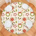 thumbnail image 2 of Holiday Dinner Party Tablecloth 44 Inch Round, Christmas Theme with Elastic Border for Secure Fit, 2 of 6