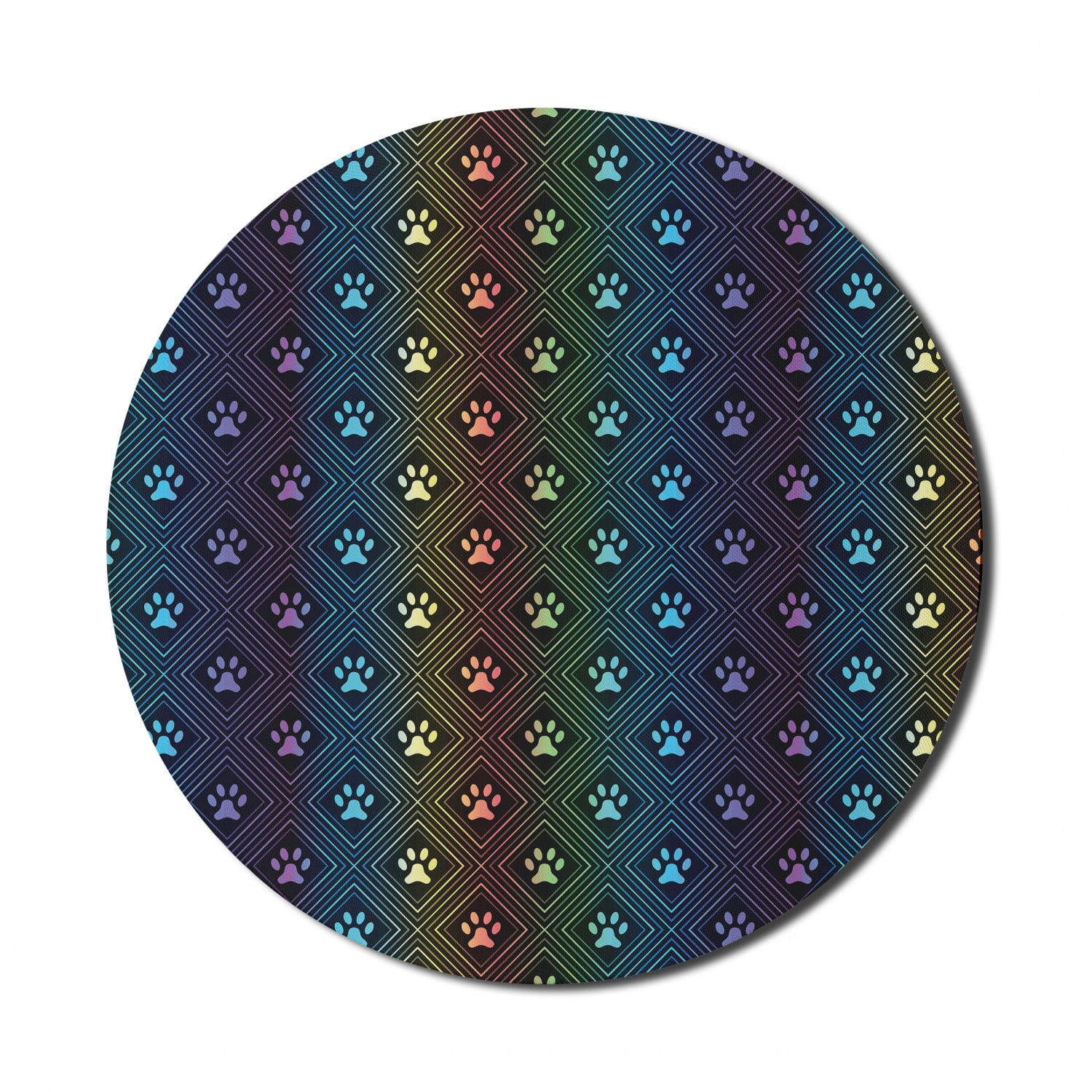 Dog Lover Mouse Pad for Computers, Paw Print Pattern Diamond Shaped ...