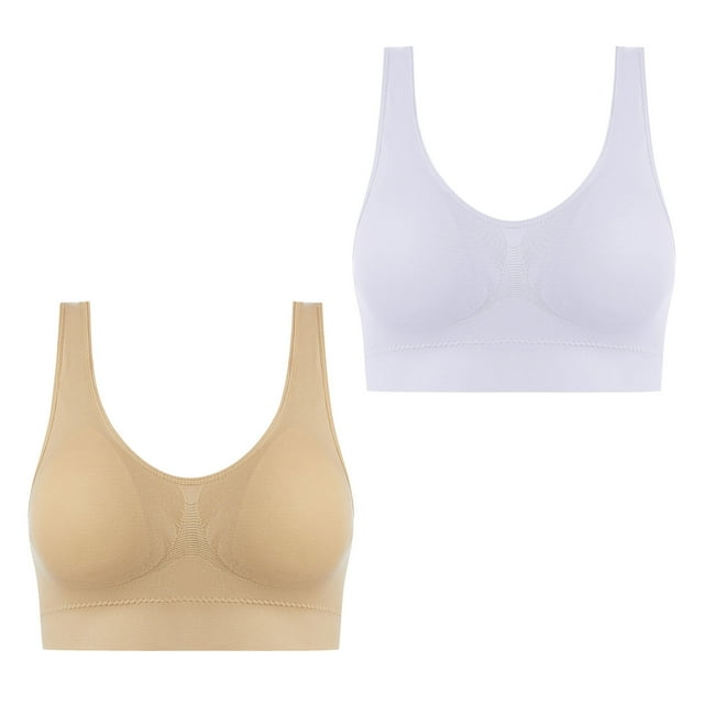 AherBiu 2pc Plus Size Sports Bras for Women Large Bust High Support Padded Bralettes Seamless Workout Underwear