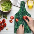 thumbnail image 3 of Leaf Cutting Board, Watercolored Old Design Print of Palm Tropic Exotic Forest Leaves, Decorative Tempered Glass Cutting and Serving Board, Wine Bottle Shape, Forest Green Dark Green, by Ambesonne, 3 of 5