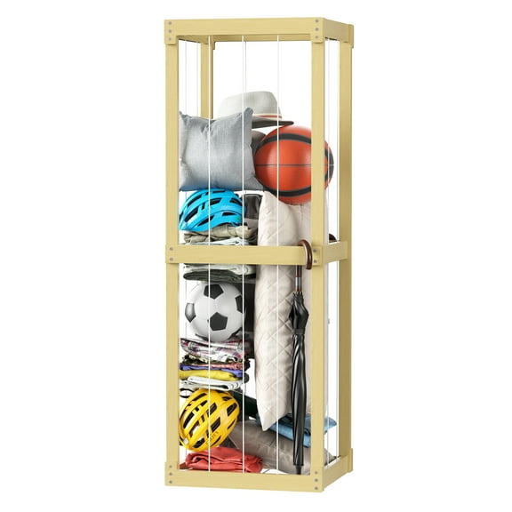 Signature Fitness Multi-Purpose Wooden Storage Rack with Elastic Bands for Toys, Clothes, and Household Items