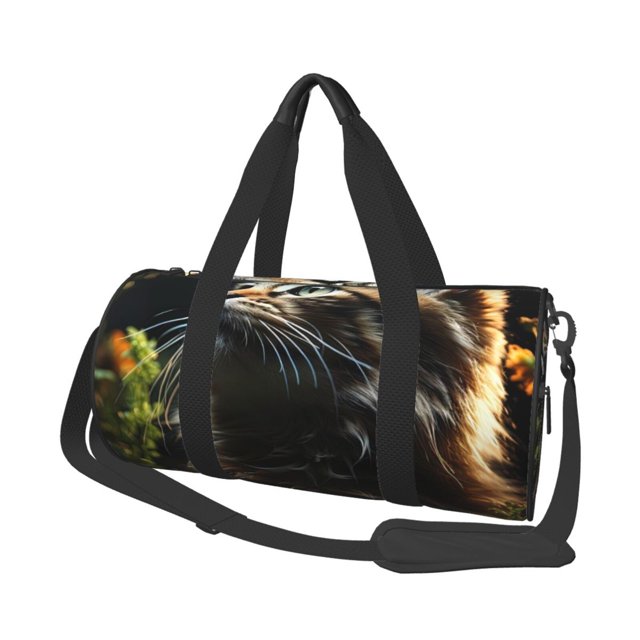 Fotbe Realistic Style Cute Cat Bolsa Deportiva de Lona Plegable con Estampado, Bolsa de Gimnasio con Bolsillo Seco/Húmedo, Bolsa de Viaje Ultraligera de Gran Capacidad