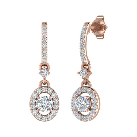 1/2 Carat Diamond Drop Earrings in 14K Rose Gold (I1-I2 Clarity)
