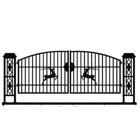 20ft Single Arc Wrought Steel Garden Driveway Gate with Post