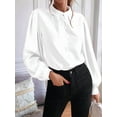 thumbnail image 2 of Button Down Shirts for Women, Womens Fall Tops, Business Casual Tops for Women White M, 2 of 6
