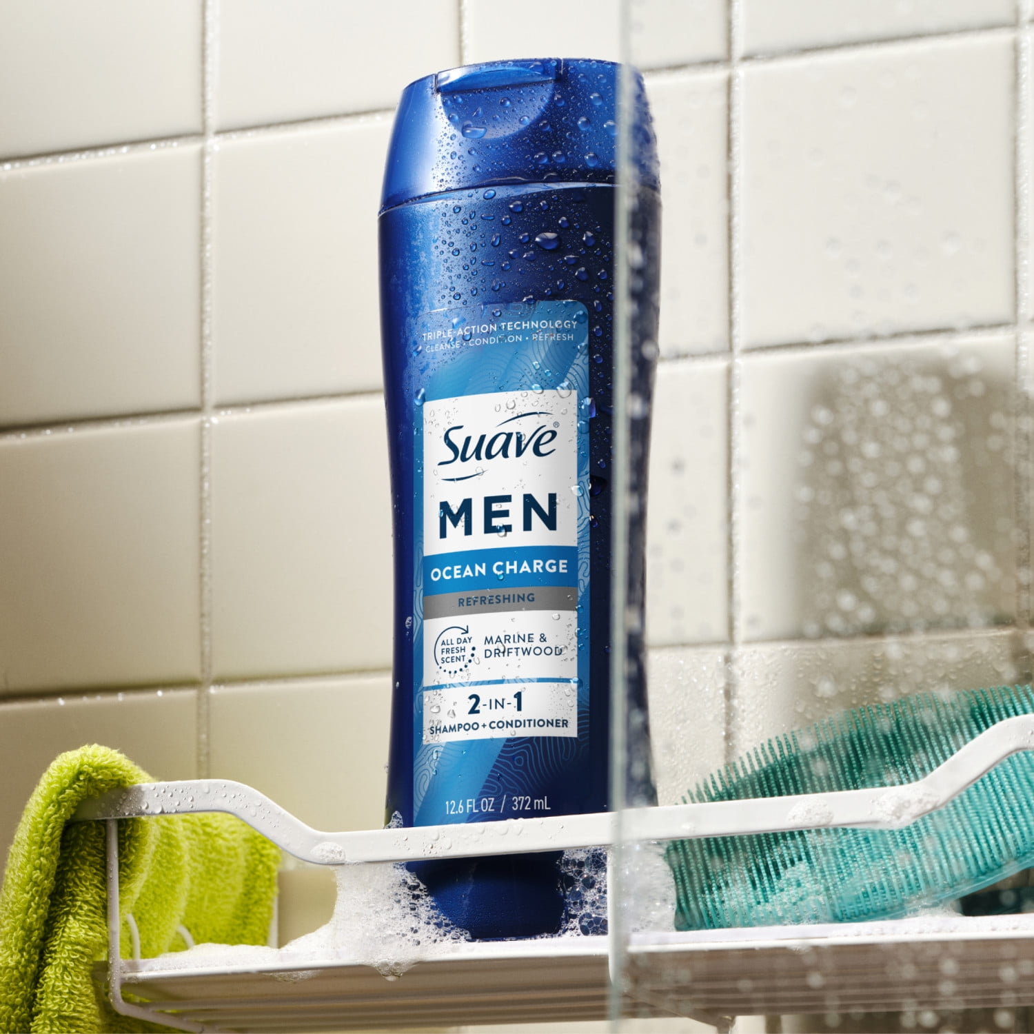 Suave Men Ocean Charge 2-in-1 Refreshing Shampoo & Conditioner with Pro Vitamin B5, 12.6 FL OZ